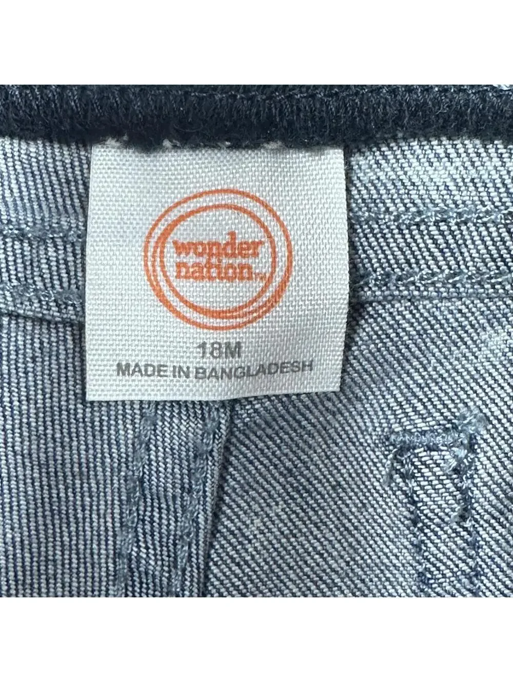 Wonder Nation Denim Shorts with Striped Elastic Waist - 18M